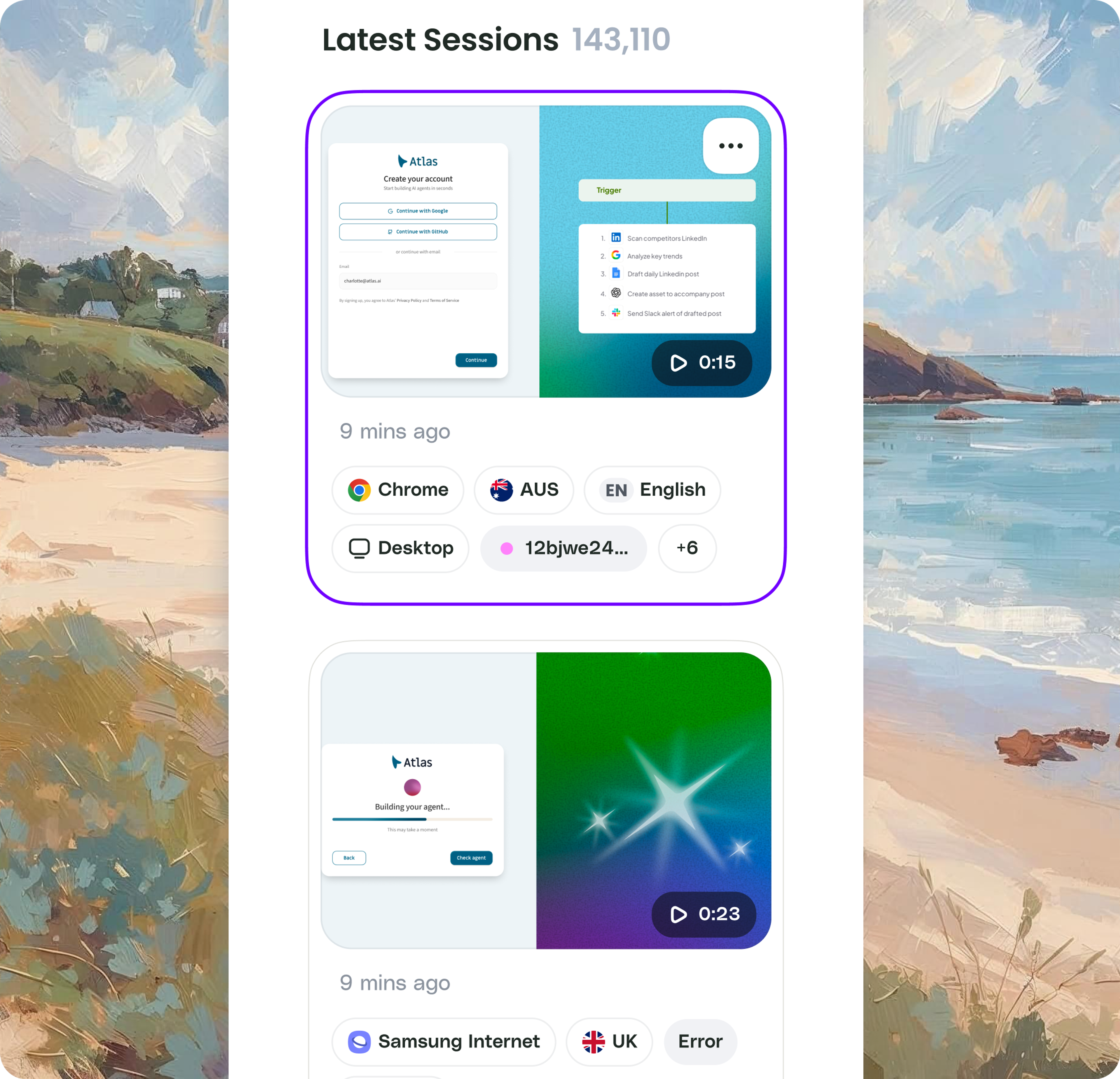 Track behavior across segments