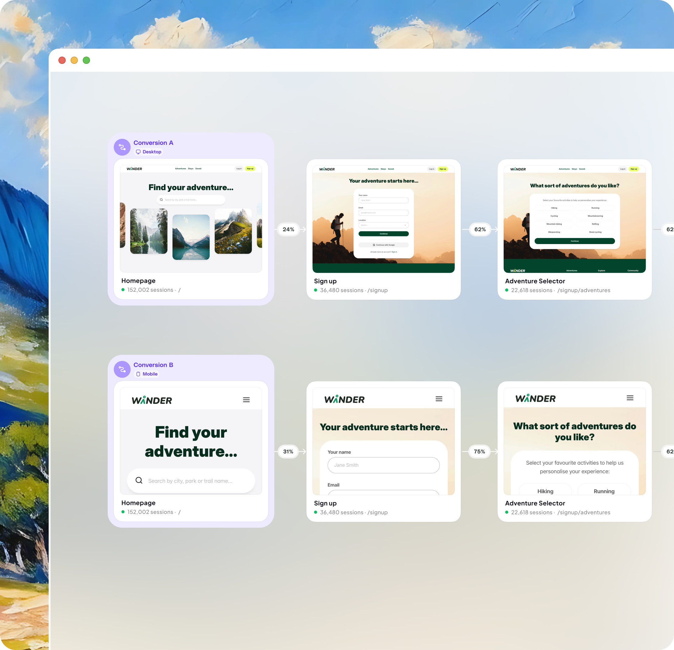 Compare journeys side-by-side illustration