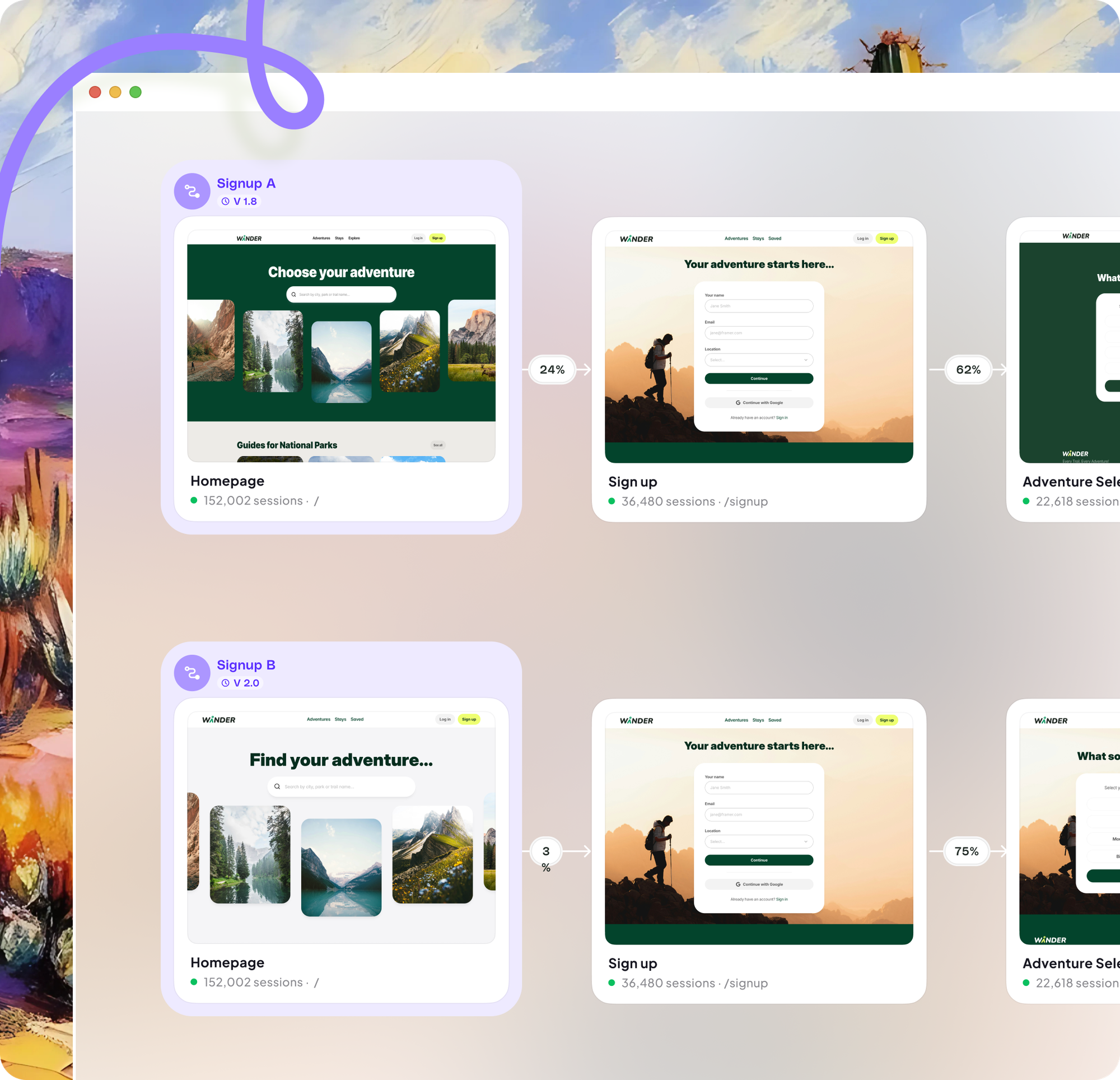 Compare journeys side by side