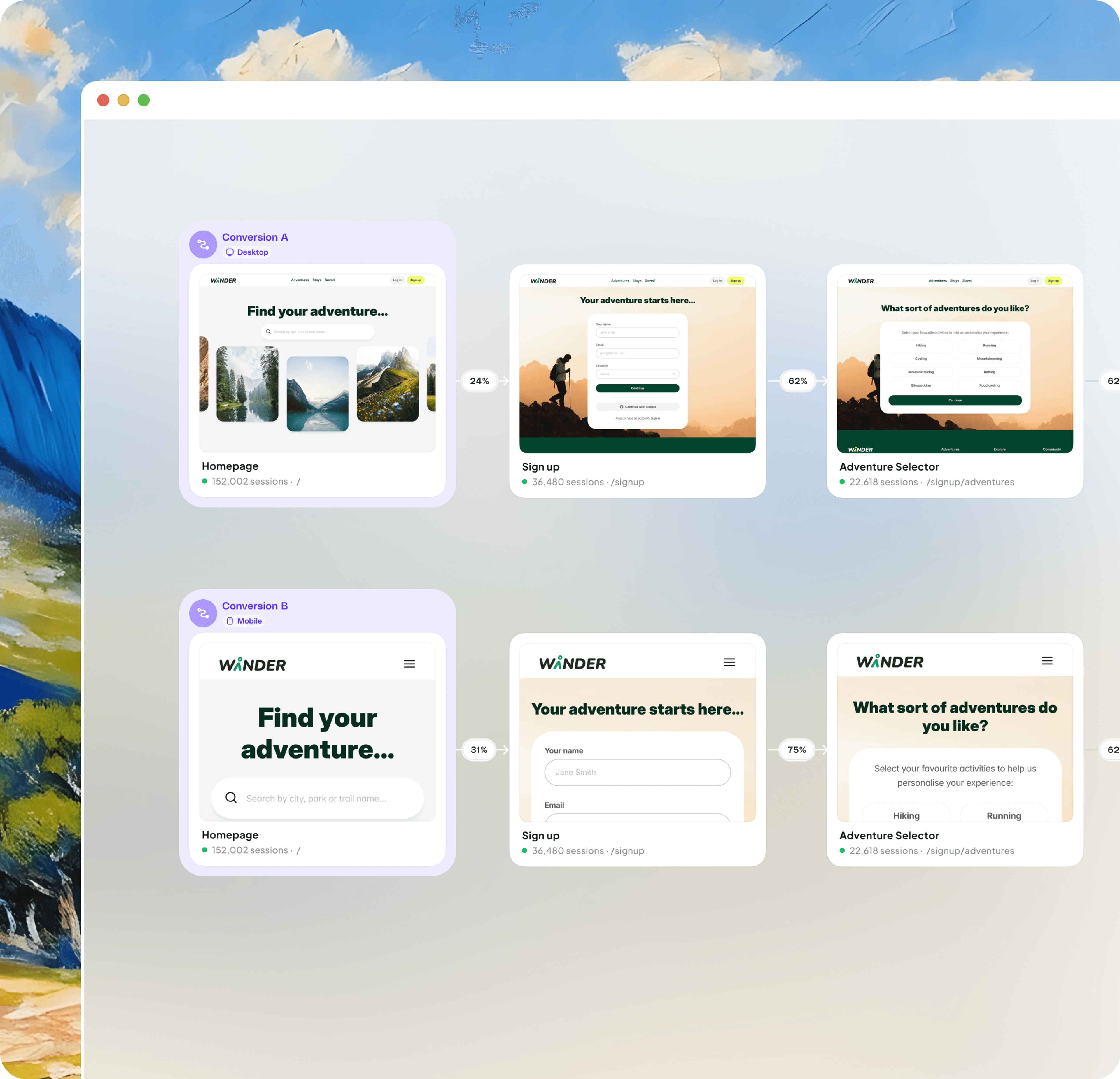 Compare journeys side-by-side illustration